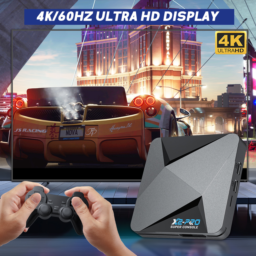 KINHANK Super Console X2 Pro Game Box Retro Video Game Console 60000 Video Games for ARCADE/MAME/DC/SS with Gamepad Gift for Kid. 