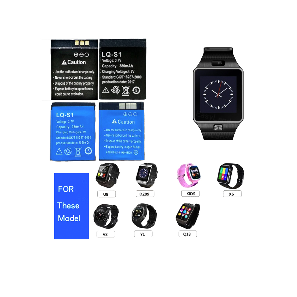 3.7V 380mAh LQ-S1 Smart Watch Battery Rechargeable Lithium Battery For AB-S1 DJ-09 DZ09 GJD HKS-S1 FYM-M9 SCX-M9 QW09 W8S. 