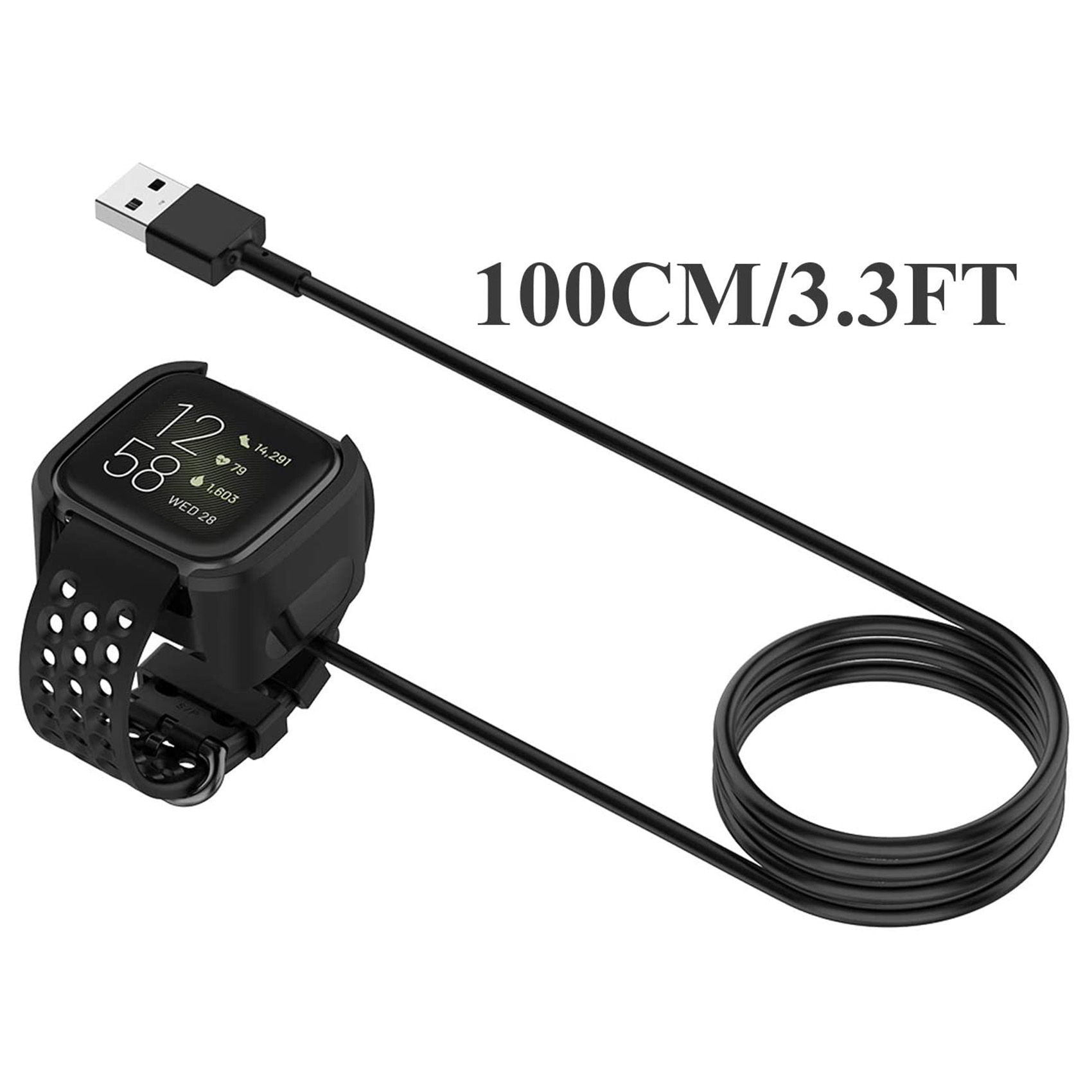 2X Charger Compatible for Fitbit Versa 2,Replacement USB Charging Cable for Versa 2 Smart Watch Accessories. 