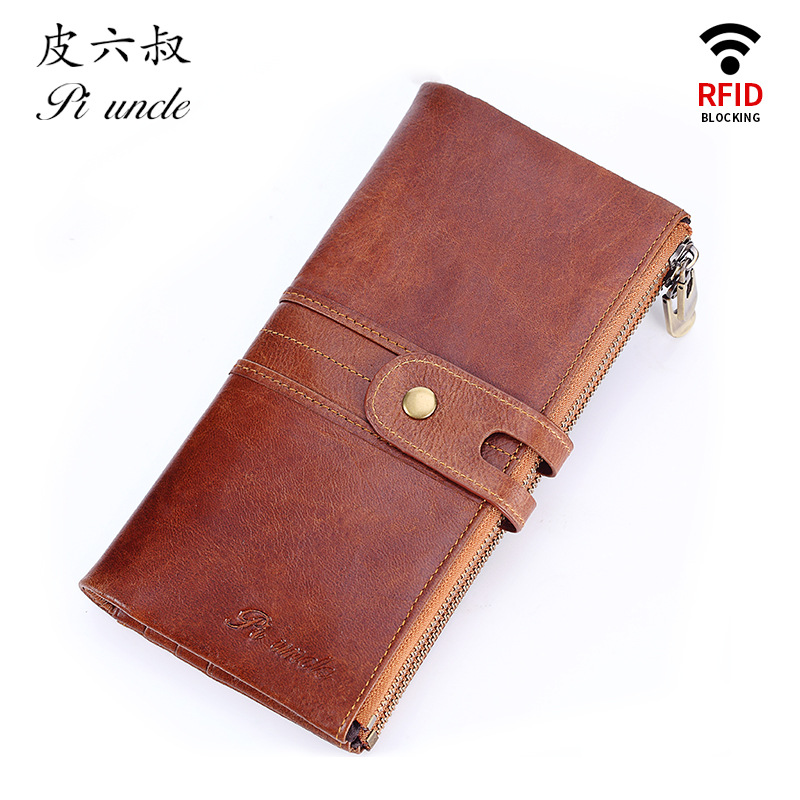 PI UNCLE cross-border exclusive genuine leather men's wallet, first layer cowhide clutch, multi-functional wallet
