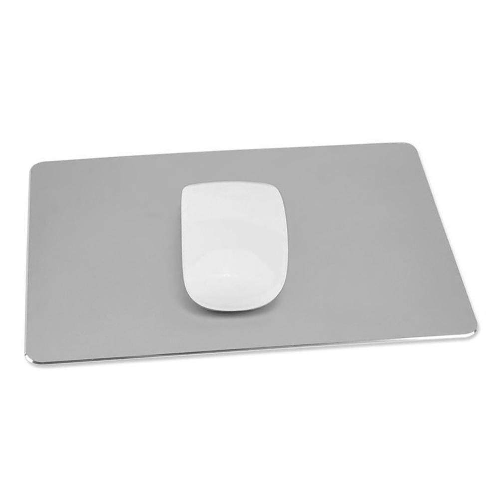 220x180mm Mouse Mat Rectangle Gaming Aluminium Metal Mouse Pad with Waterproof Non Slip Rubber Base and Frosted Surface Mousepad for Apple MackBook Silver Gray