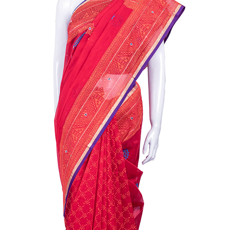 Pure Half Silk Saree featuring karchupi design works. 