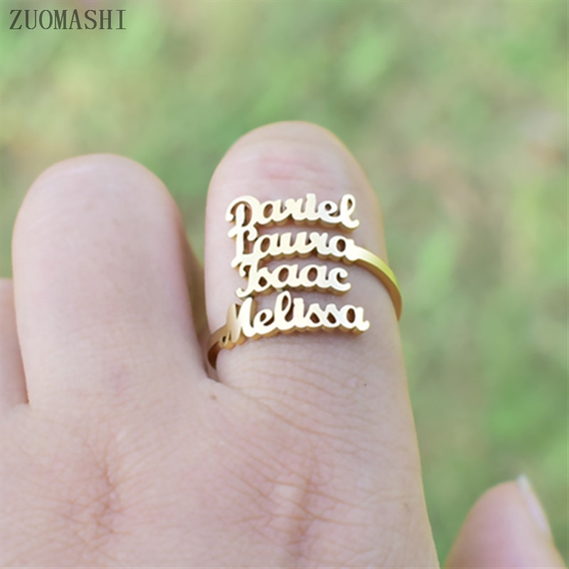 Personalized Multiple Name Ring Family Name Ring Custom Stackable Name Jewelry Three Four Names New Mom Gift For Women