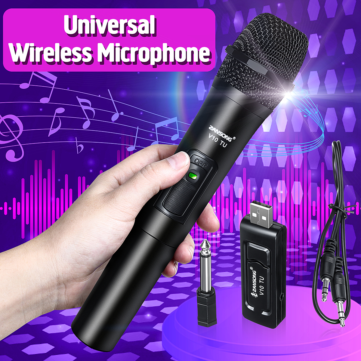 VHF Wireless Studio Microphone Handheld Mic Karaoke System with Receiver