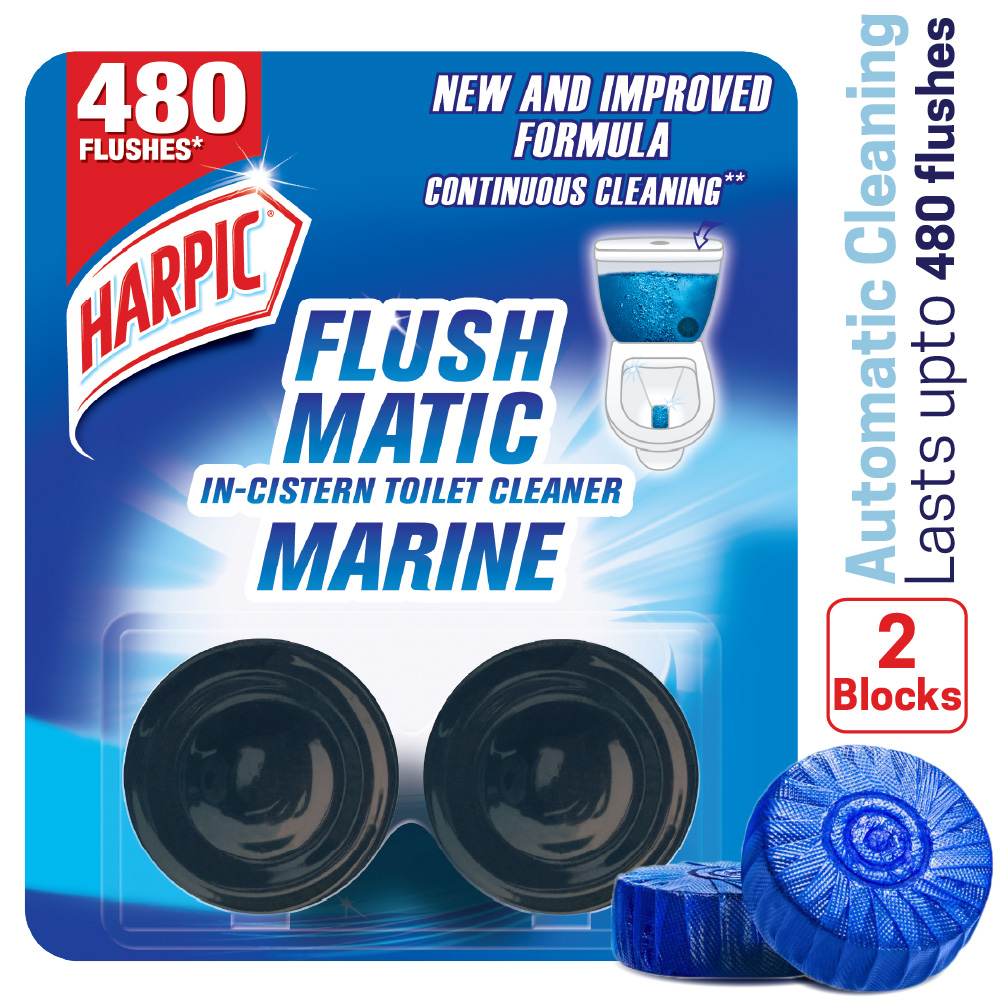 Harpic Flushmatic in-Cistern Toilet Cleaner Twin Pack (50gm X 2pcs), Automatic Cleaning with Every Flush