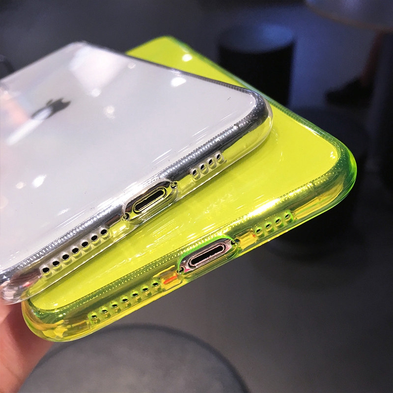 Fashion Neon Fluorescent Phone Case Casing iPhone For iPhone 11 case For iPhone 13 12 11 Pro Max XR X XS MAX 7 8 Plus case Transparent Cases Soft Silicone Back Cover casing iphone 11 case iphone 13 pro max casing iphone case. 