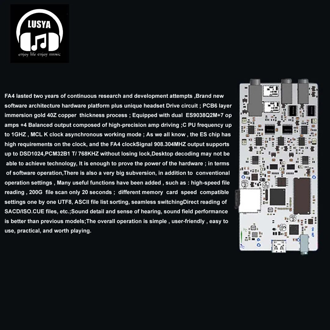 New Latest F.Audio FA4 HIFI DSD lossless USB DAC decoding Bluetooth two-way dual ES9038Q2M Balanced output mp3 Player. 
