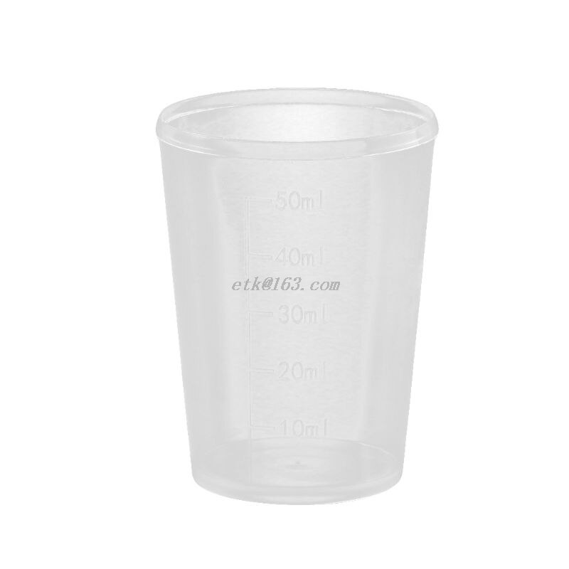 【The road to happiness Store】50ml Plastic Laboratory Lab Test Measuring Container Cups with Plastic Liquid Measuring Cups. 