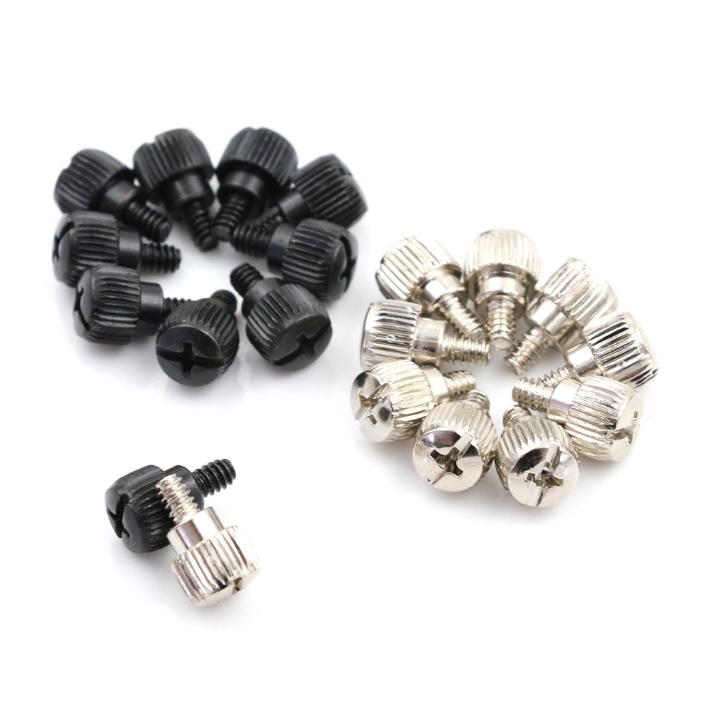 10pcs Computer Case Screws Black Or Nickel Computer Case Screw Hand en Thumb Screw Overall Size 14 x 9mm. 