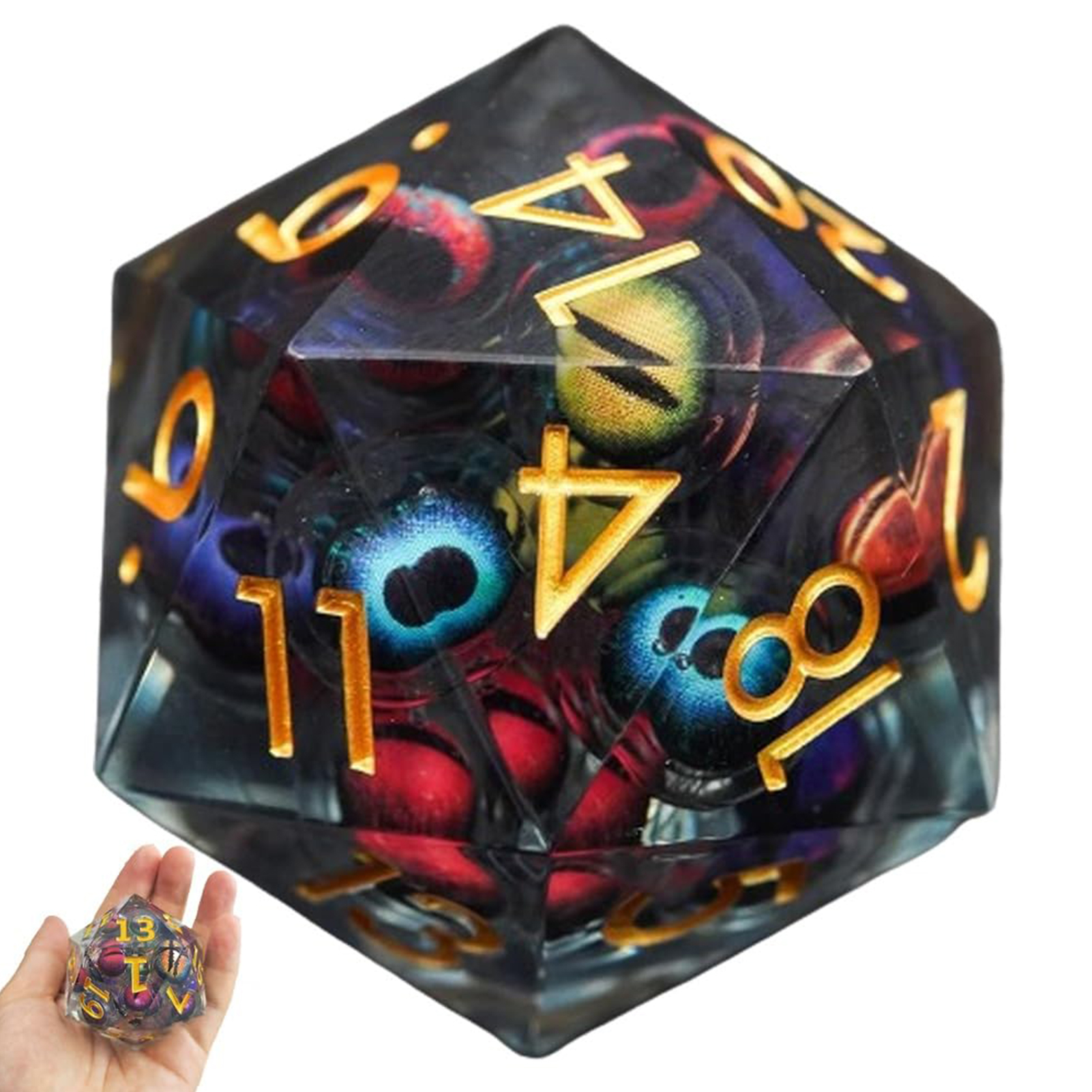 Golden Number Dice Vintage Liquid Core Quicksand Eyeball Resin Dice Set Unique Multi-sided Board Game Prop with Golden Numbers Dragon Eye Design Perfect for Toy Collectors Game Enthusiasts in Asia. 
