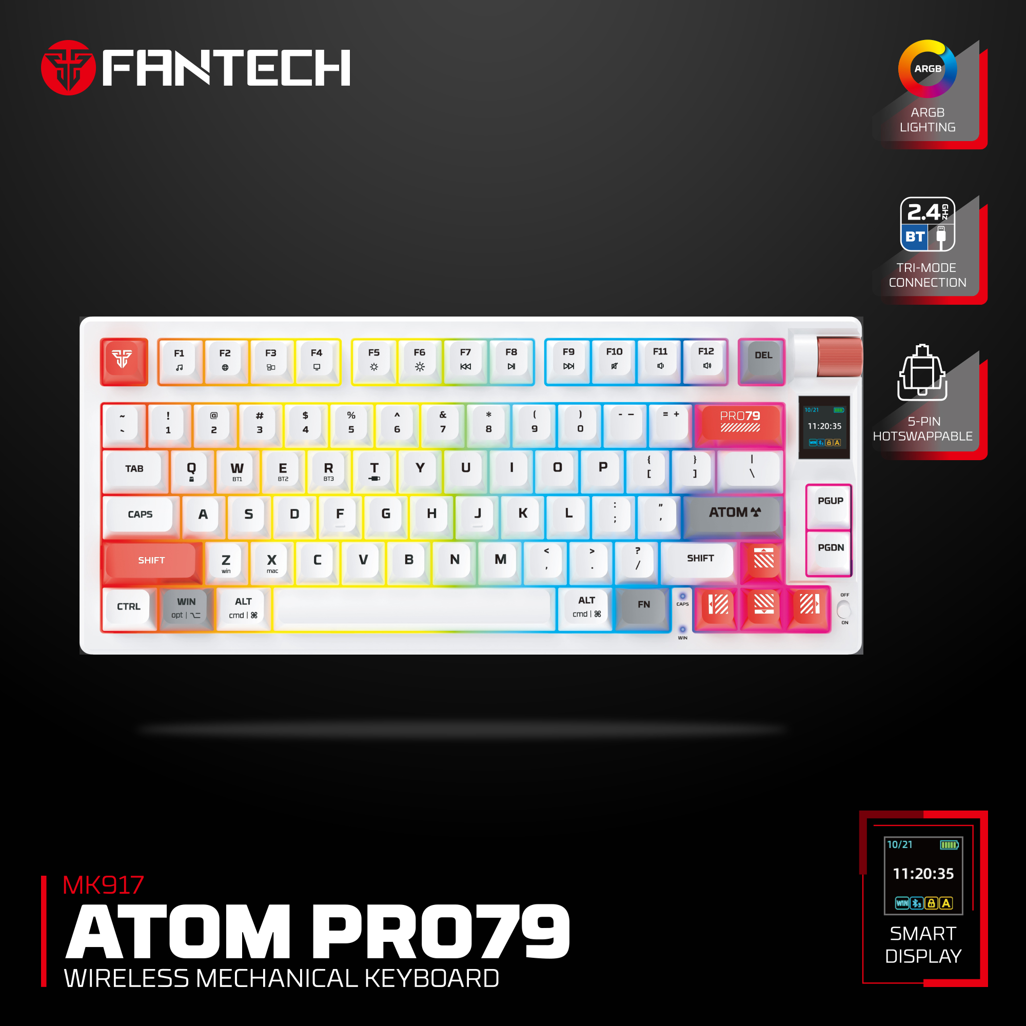 FANTECH MK917 ATOM PRO79 Wireless Rechargeable Mechanical Gaming Keyboard. 