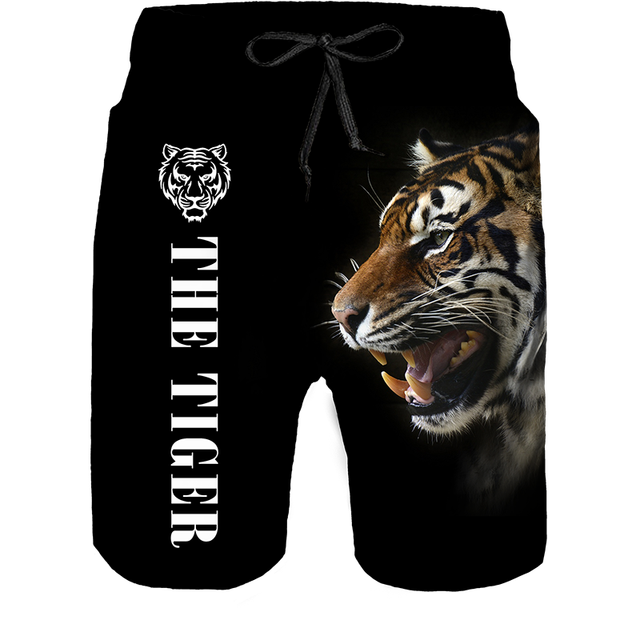 2023 Summer New Men Casual Shorts Cool Animal Print Tiger Print Pants Running Shorts Breathable Men Shorts. 