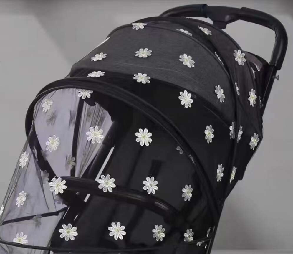 Korean Instagram net full daisy embroidered gauze curtain, mosquito and insect repellent cover, baby stroller tool. 