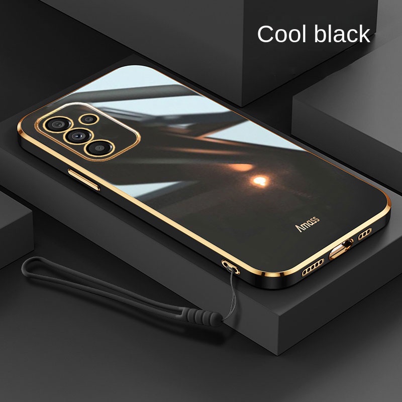 Samsung Galaxy A05s A05 samsung M34 5G Luxury Square Edges Plating Back TPU Soft Case with Lanyard Glossy Casing. 