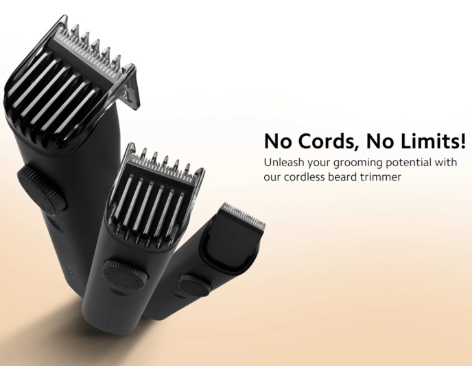 Xiaomi 2C Beard Trimmer Stainless Steel Blade IPX7 Waterproof Large 800mAh Battery Up to 90 Minutes Continuous Use 0.5mm Precision 40 Length Settings USB Type C Charging Safety Lock Feature Trimmer for Men and Women. 