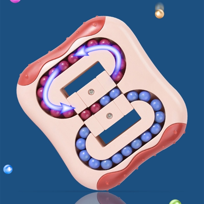 【happy one】Rotating Magic Beans Cube Tip Toys Creative Stress Relief Spin Bead Puzzles Early Intelligence Game. 