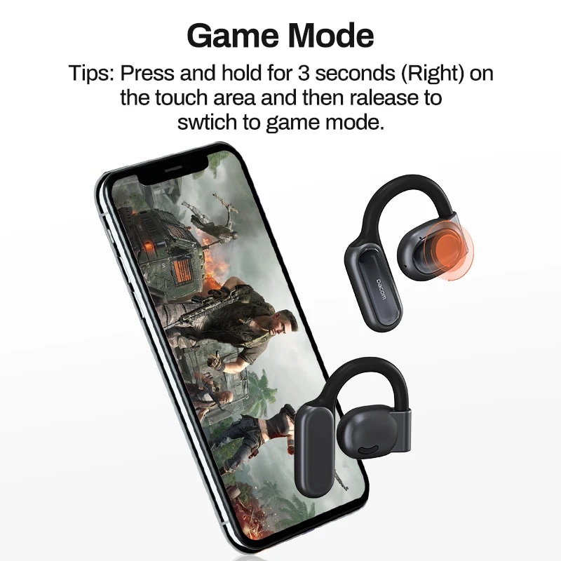 DACOM Earphones Wireless Bluetooth Headset TWS Super Bass Headphones Type-C Bluetooth5.3 Open Earbuds With Dual Mic Noise Cancel. 