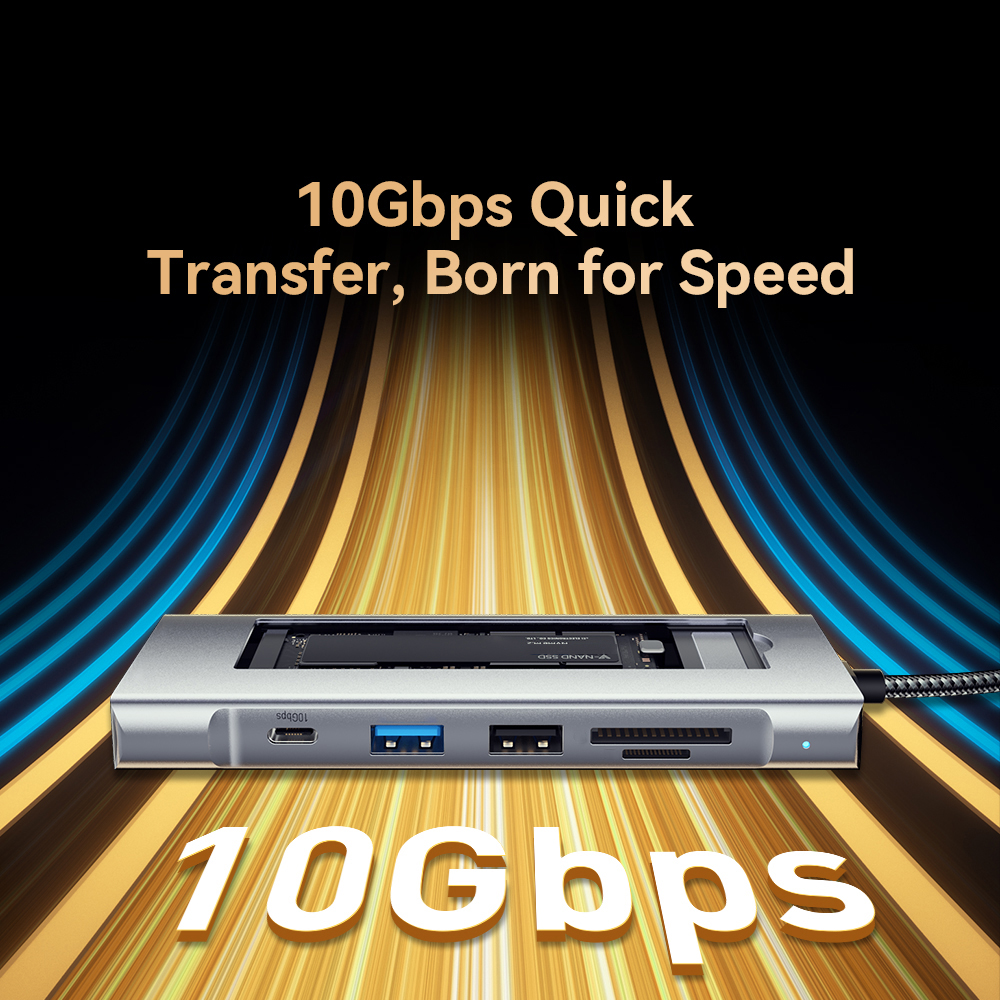 8-in-1 USB Hub With Disk Storage Function SSD M.2 SATA NVME USB Type C to HDMI-Compatible Docking Station For Macbook Air M1 M2. 