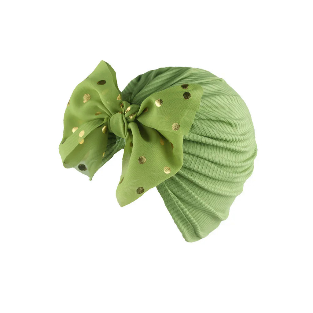 【Pioneer Gong】Lovely Shiny Bowknot Baby Hat Cute Solid Color Baby Girls Boys Hat Turban Soft Newborn Infant Cap Beanies Head Wraps. 