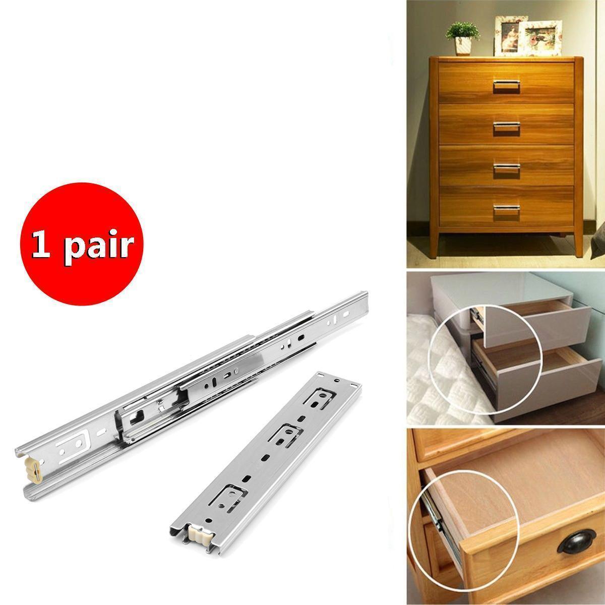 One Pair 10 45mm Full Extension Soft Close Ball Bearing Drawer