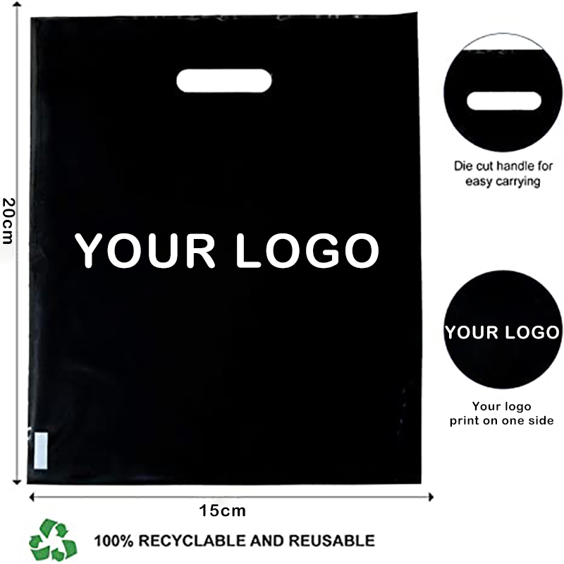 100 Pcs Customized Logo Color Shopping Bag With Handle Plastic Gift Bag Businss Customer Plastic Bag(excluding printing fee). 