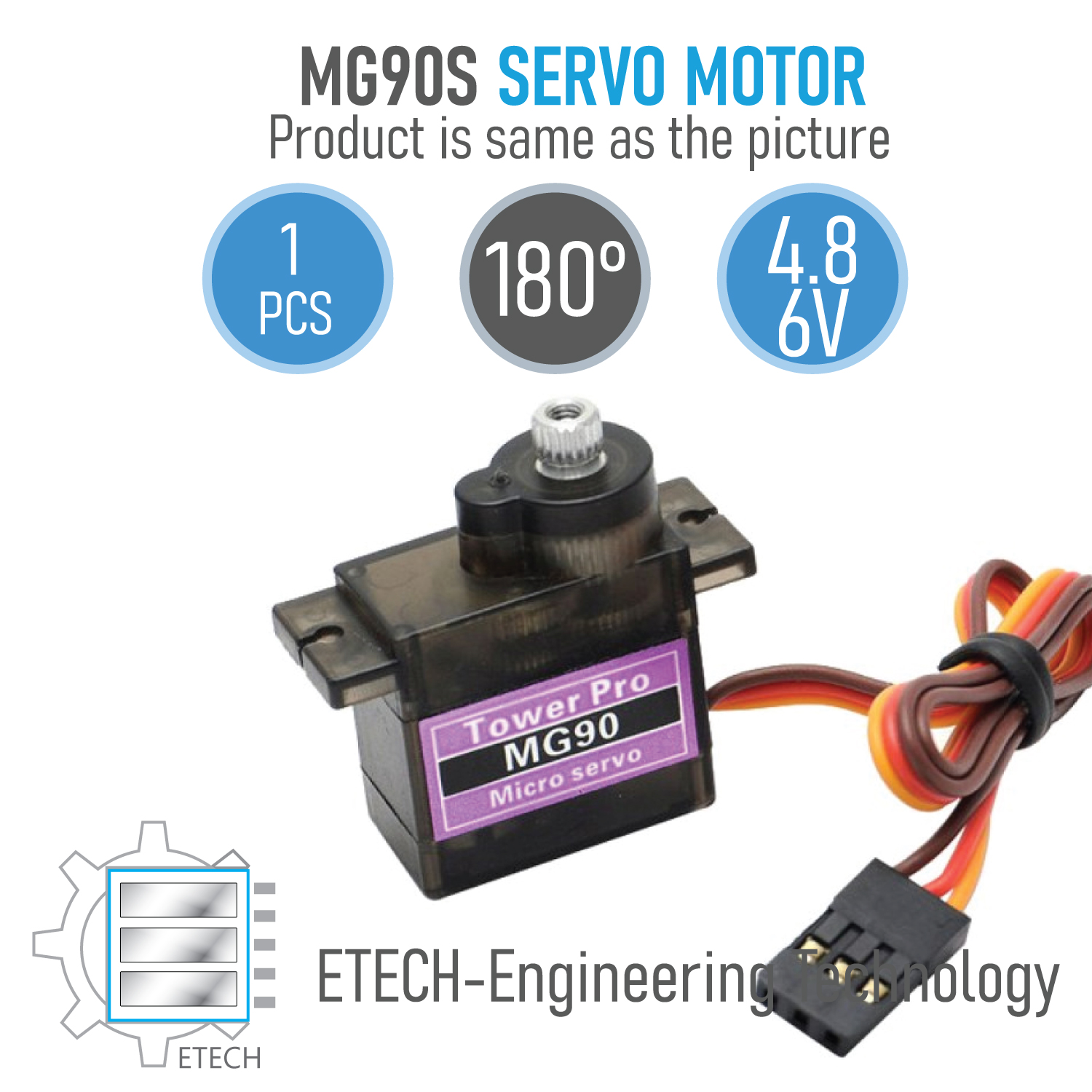 TowerPro MG90S Metal Gear Servo Motor 180 Degree Rotation for Smart Car Robot Helicopter Boat Plane Geared Micro Servo Motor compatible with Arduino Including E-book!