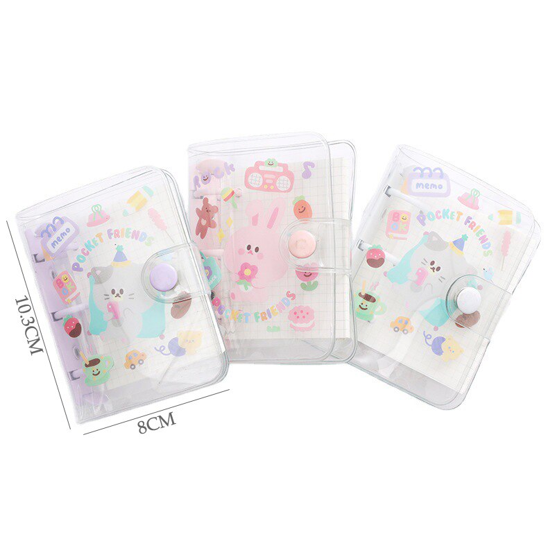 【2023NEW】1Pcs PVC Transparent Mini Binder Notebook Cover Cute DIY Diary Notepad Simple Hand Ledger 60x80mm. 