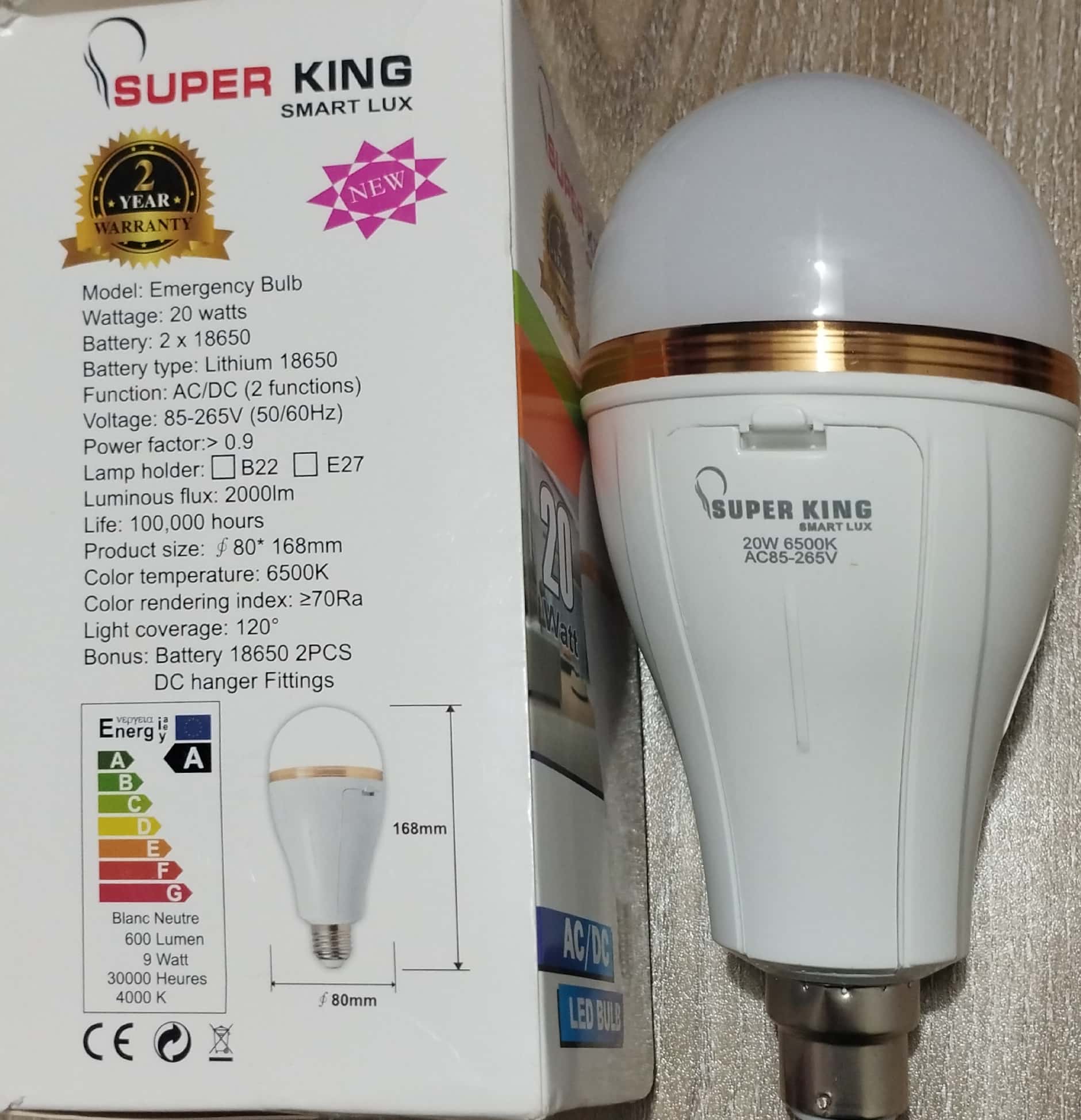 Rechargeable Light 20W Double Battery AC/DC Rechargeable LED Light Emergency Energy Saving LED Bulb Rechargeable Emergency Auto bulb 15 WATT. 