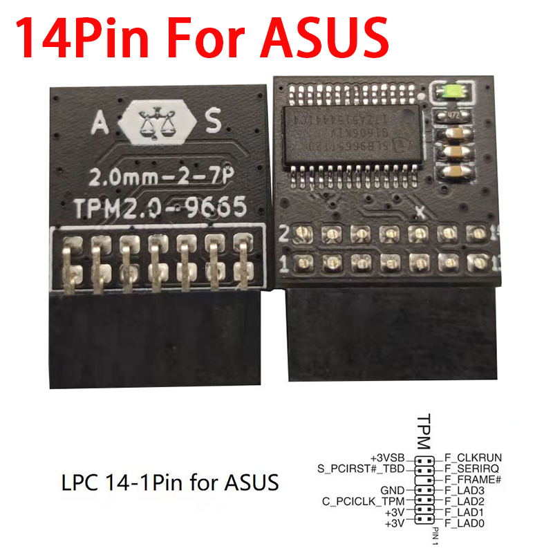 TPM 2.0 Encrypted Security Module Board LPC 14/18/20 Pin Mainboard Card TPM2.0 Module for ASUS Gigabyte Motherboard Windows 11. 