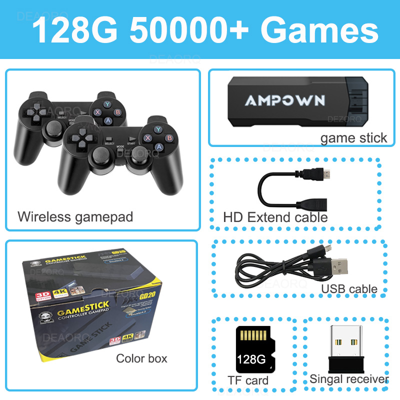 GD20 4K Game Stick 256G 70K Retro Games Consola Retro TV Handheld Game Console HD Output Dual Gamepads. 