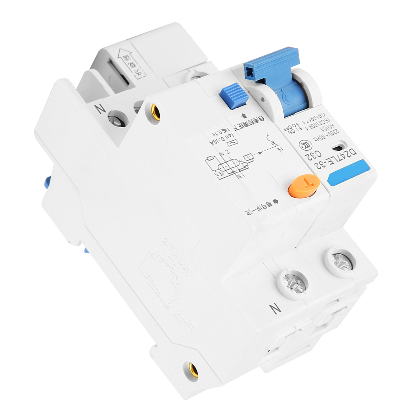 DZ47LE-32 1P+N C32 RCCB Residual Current Circuit Breaker 30mA 230/400V. 