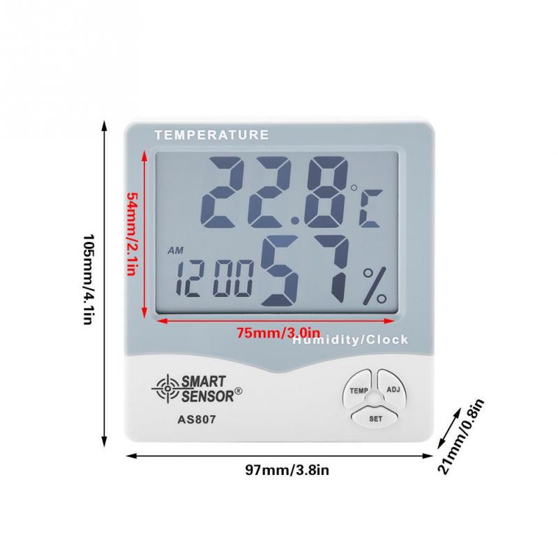 AS807 AS-807 Digital Hygrometer AS807 Thermometer Humidity Temperature Meter Testers Weather With Calendar & Clock Alarm Tools . 