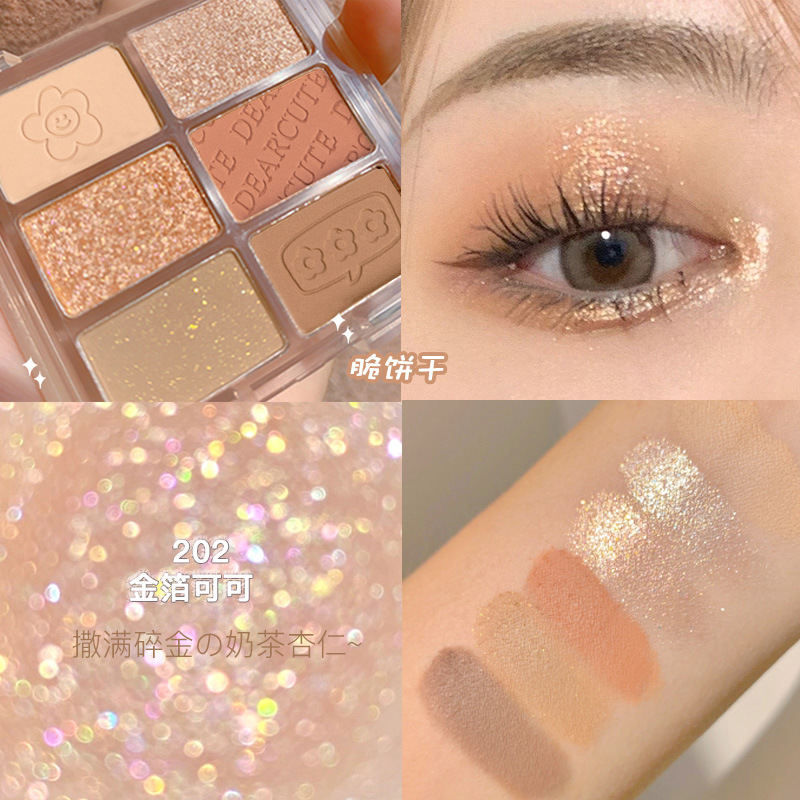 Chu Yuan six-color eyeshadow palette earth color pearlescent matte autumn and winter glitter sugar color soft light schoolgirl beginner parity. 