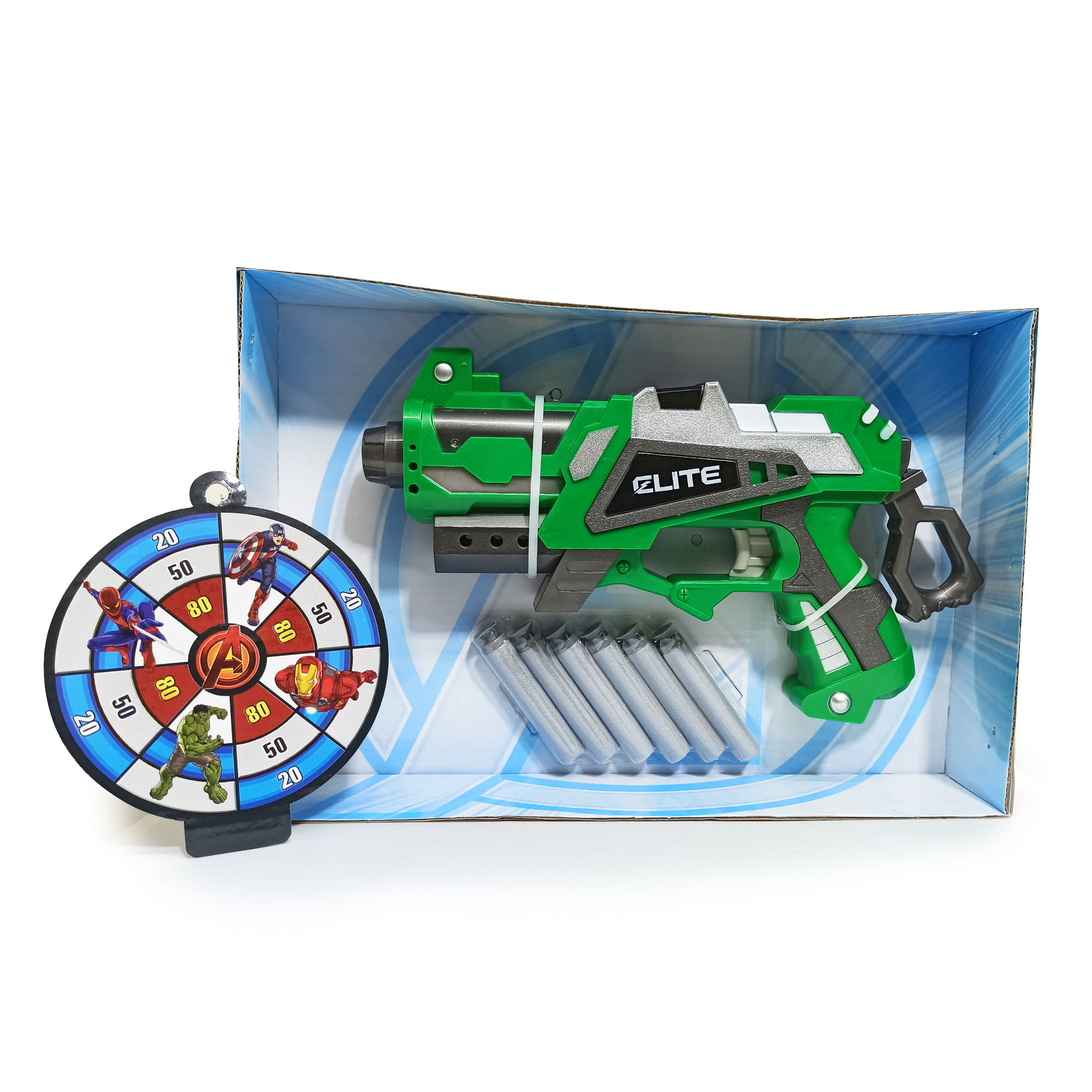 Nub Inspired Avenger’S Super Hero Captain- America Plastic Soft Blaster Toy Gun With Suction Target Board. 