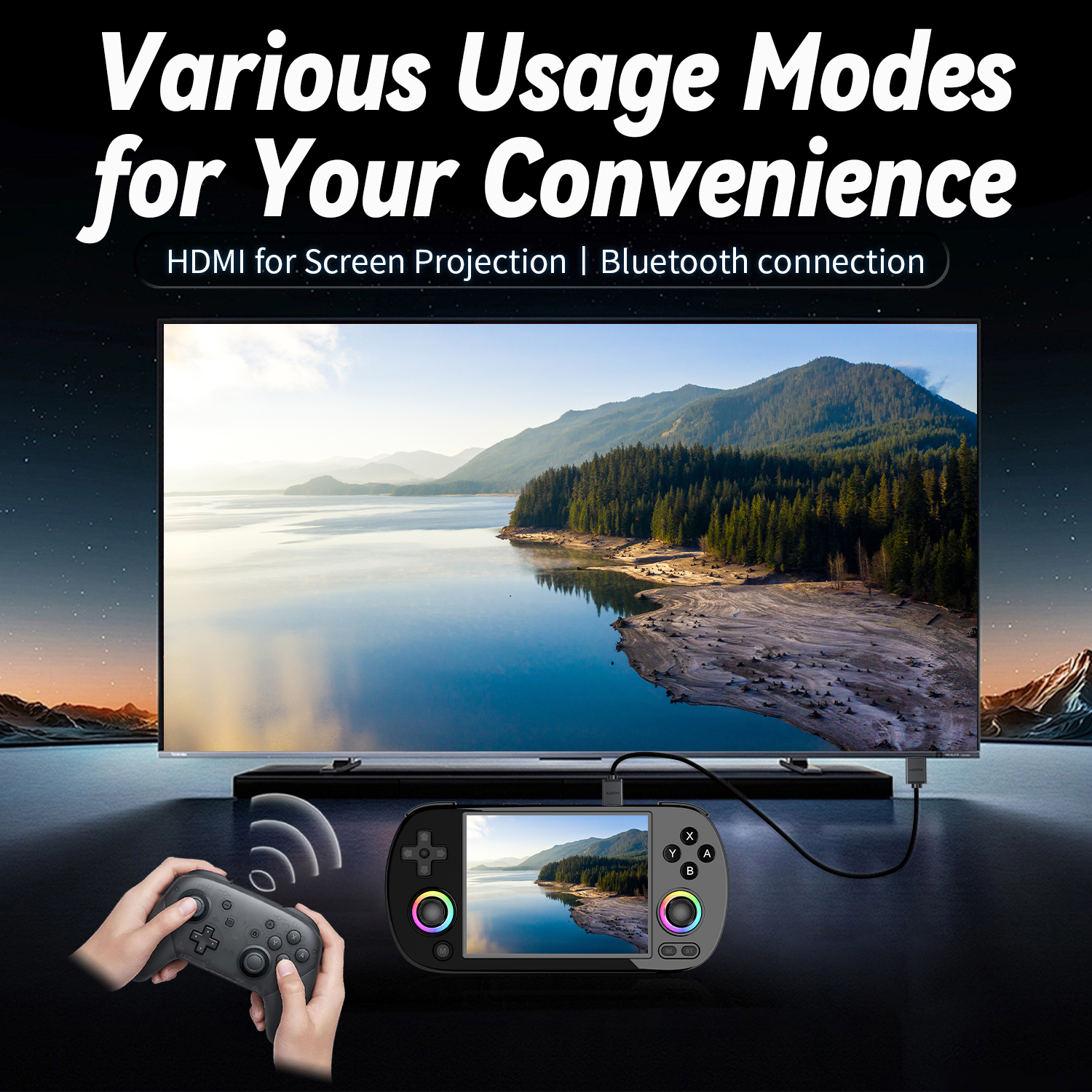 Anbernic RG40XXH Handheld Game Console RG40XX H Video Player Trimui Console 4' Screen Linux System Joystick Rgb Lighting Effect. 