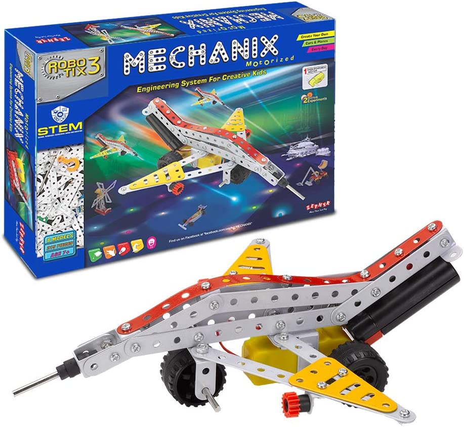 mechanix robotix - 3 can make working model from it for 8 years above of kids -made in india- Multi color 101007. 