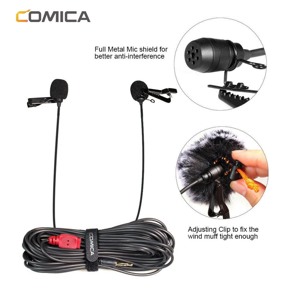 CoMica CVM-D02 Microphone 2.5M Lavalier Omnidirectional Condenser Mic for DSLR Camera Smart Phone Gopro Studio Microphone