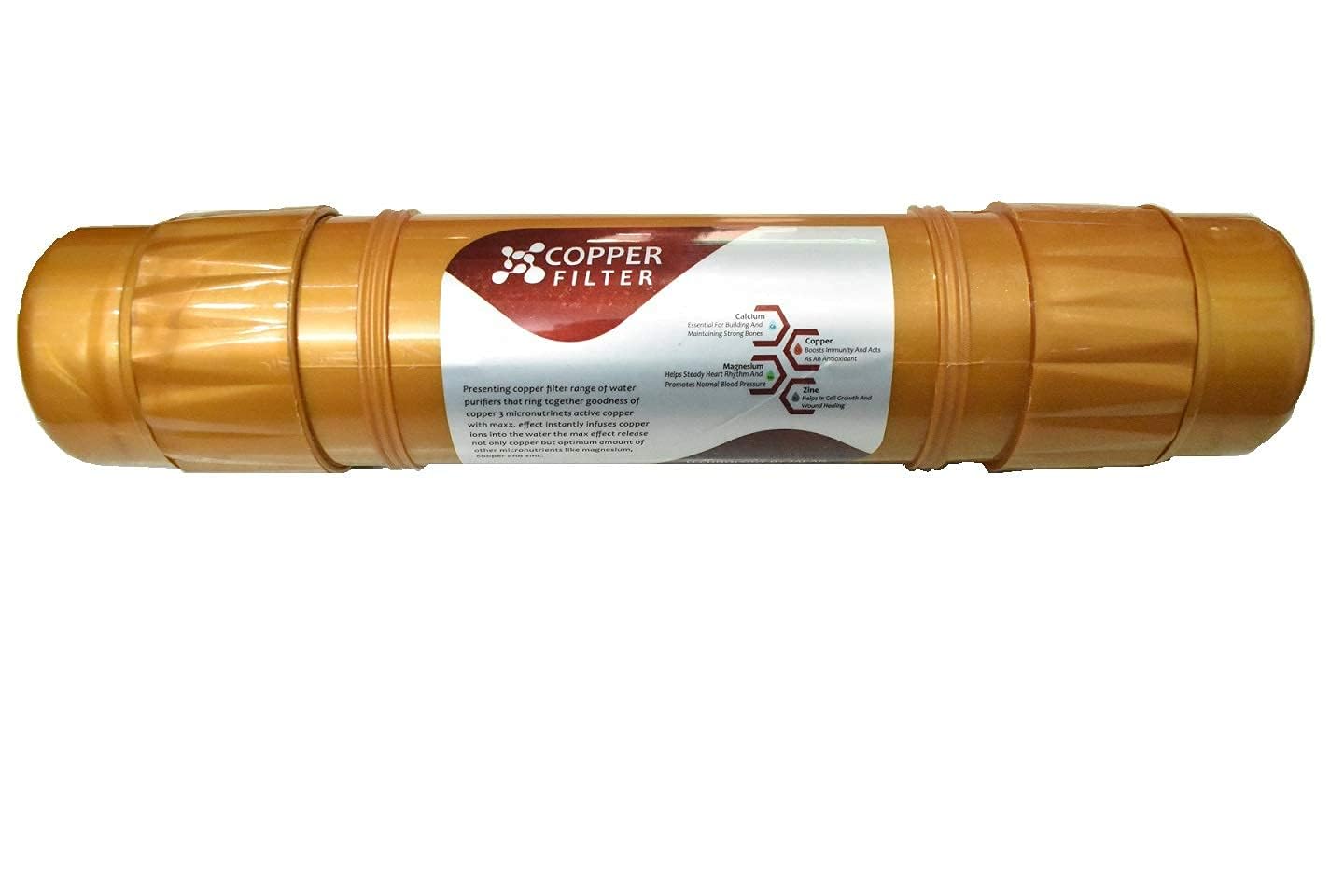 Active Copper Filter Cartridge for All Types of RO UV Water Purifier System 12 Inch (Brown) With 2pcs Push Elbow.. 