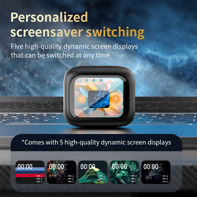 Touch screen Wireless Earbuds-ANC ENC-Long Battery Life-Bluetooth 5.4-AAC acoustic cavity bass-LEC full-color touchscreen-Incoming call alerts-Low latency. 