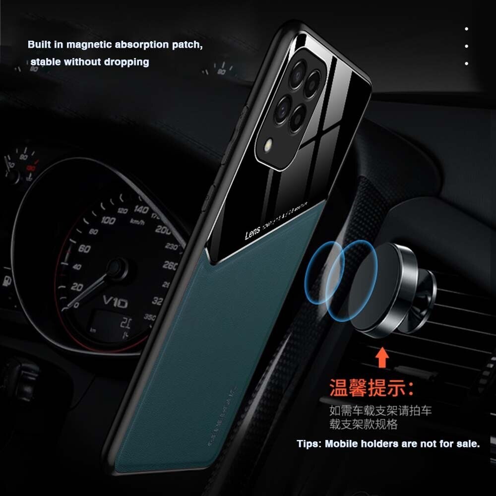 xprmy for Samsung Galaxy M52 Phone Case Double Shell Leather Plexiglass Lens Protective Skin Texture Shell Anti Drop Back Cover. 