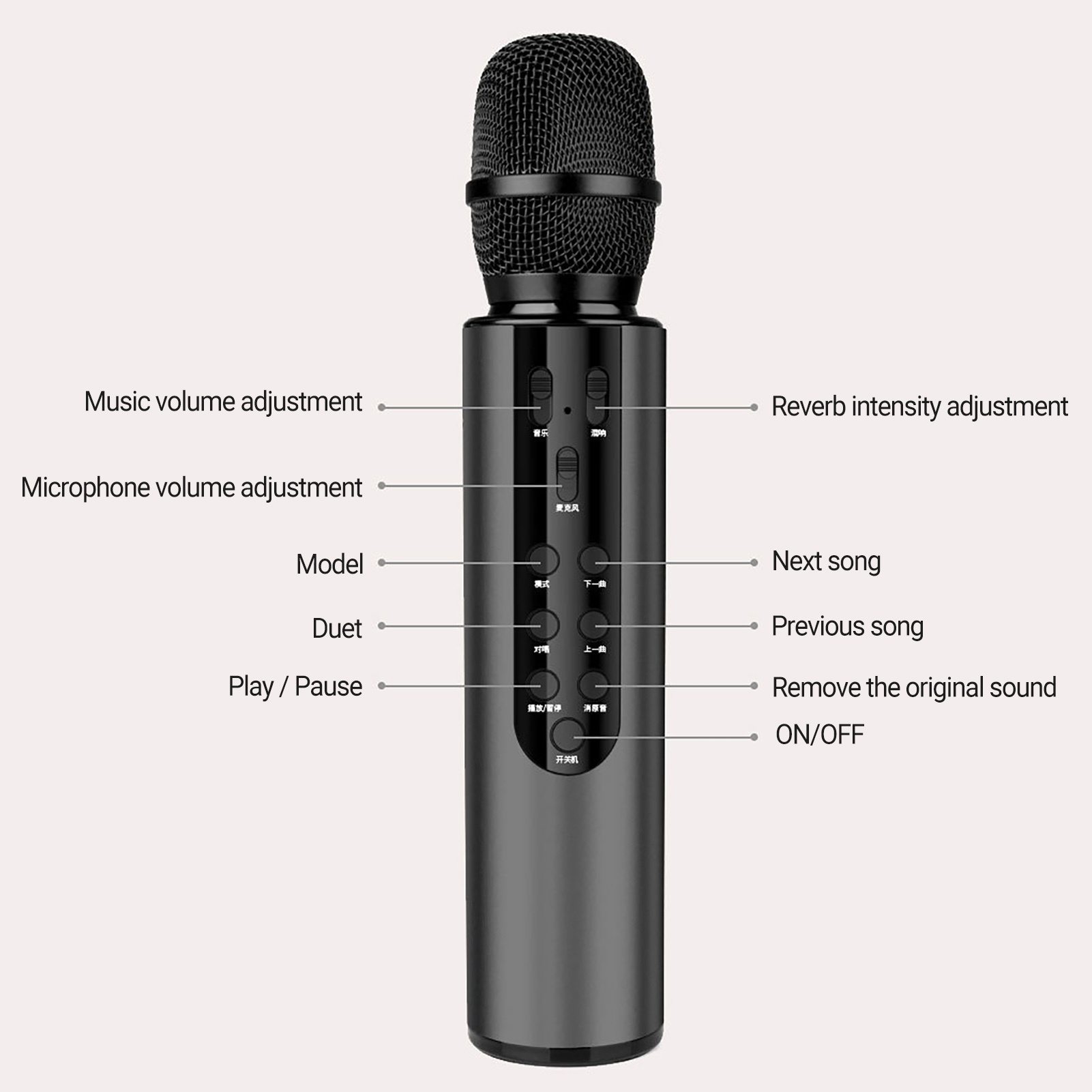 Bluetooth-compatible Microphone Easy Operation Bluetooth-compatible 5.0 Home KTV Condenser Microphone Speaker. 