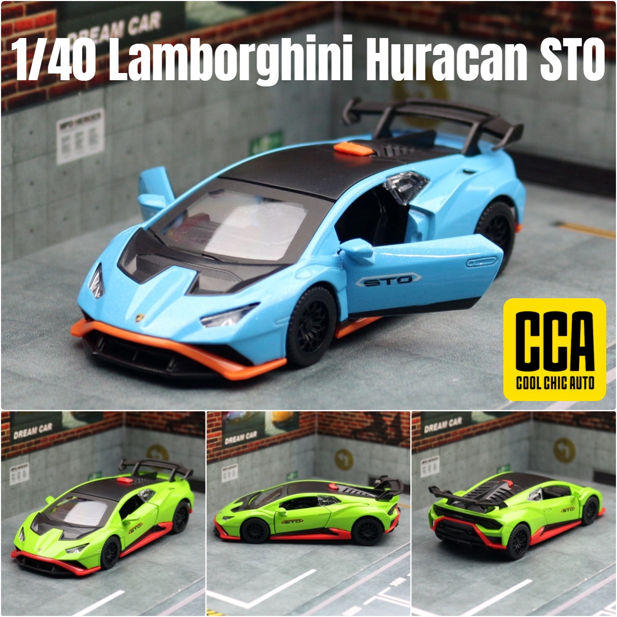 1/40 Lamborghini Huracan STO Super Racing Toy Car For Children CCA Diecast Metal Miniature Model Pull Back Collection Gift Boys