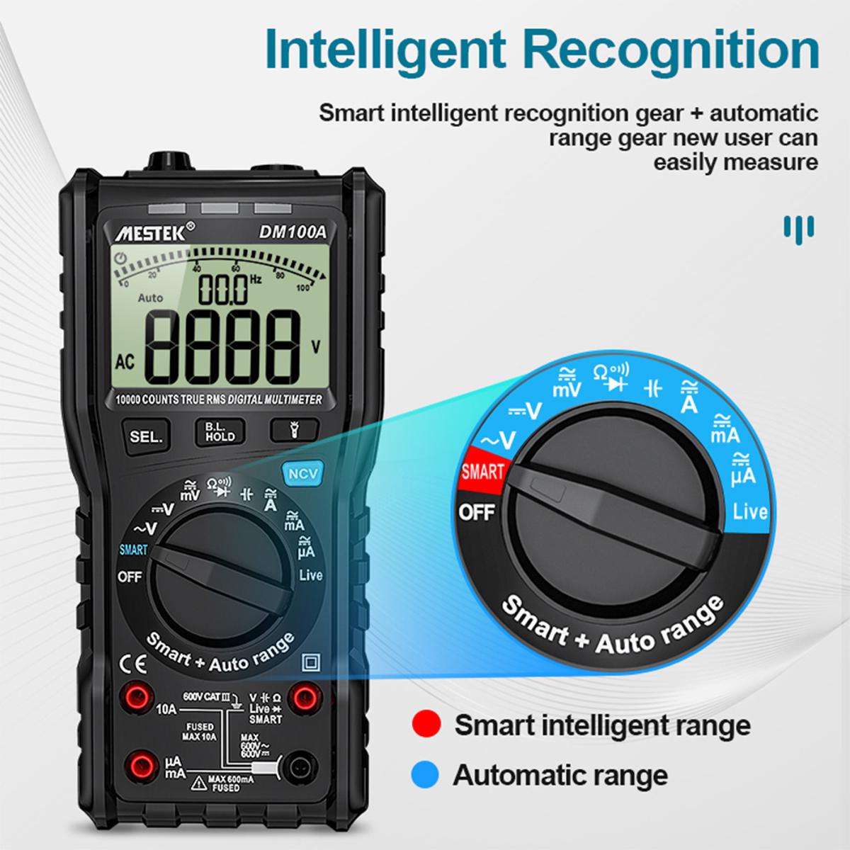 KOGEEK MESTEK DM100A Digital Multimeter Universal Meter 10000 Count AC/DC Voltage AC/DC Current Resistance Capacitance Measurement