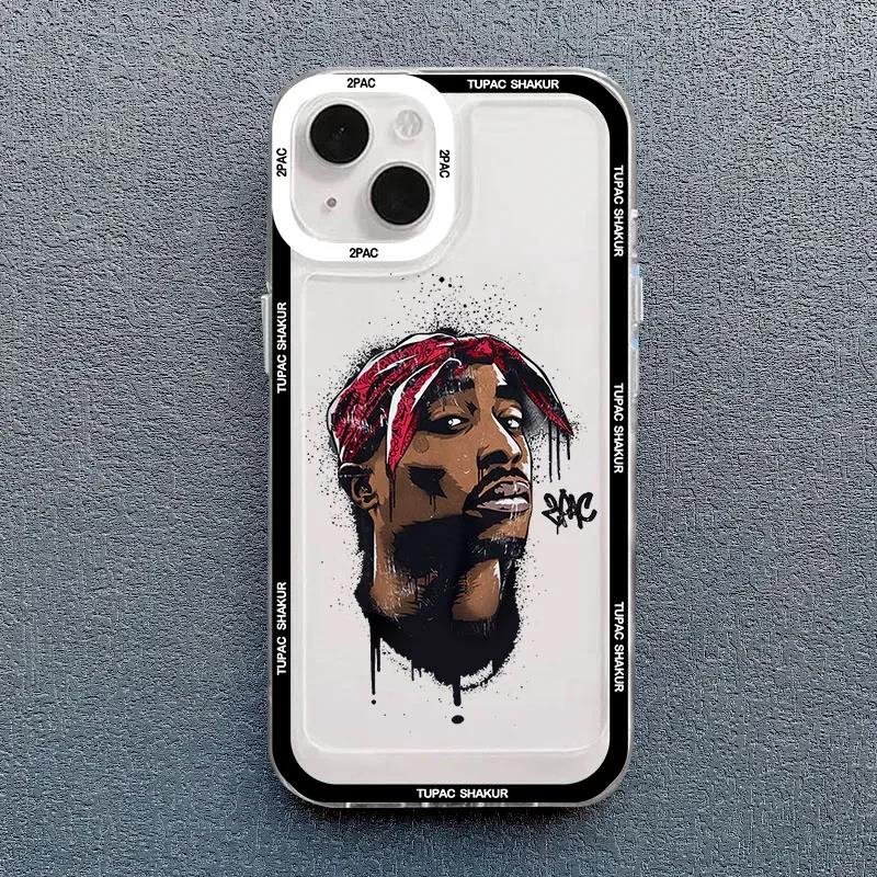 Rapper 2pac Singer Tupac Phone Case for Iphone 11 12 Mini 13 15 Pro Max 16 14 7 8 Plus X XS XR Soft Shockproof Back Cover Funda. 