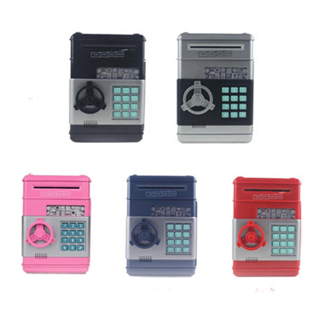 MA Kids Cartoon Electronic Money Bank Mini ATM Password Coins Money Savings Box-Sliver. 