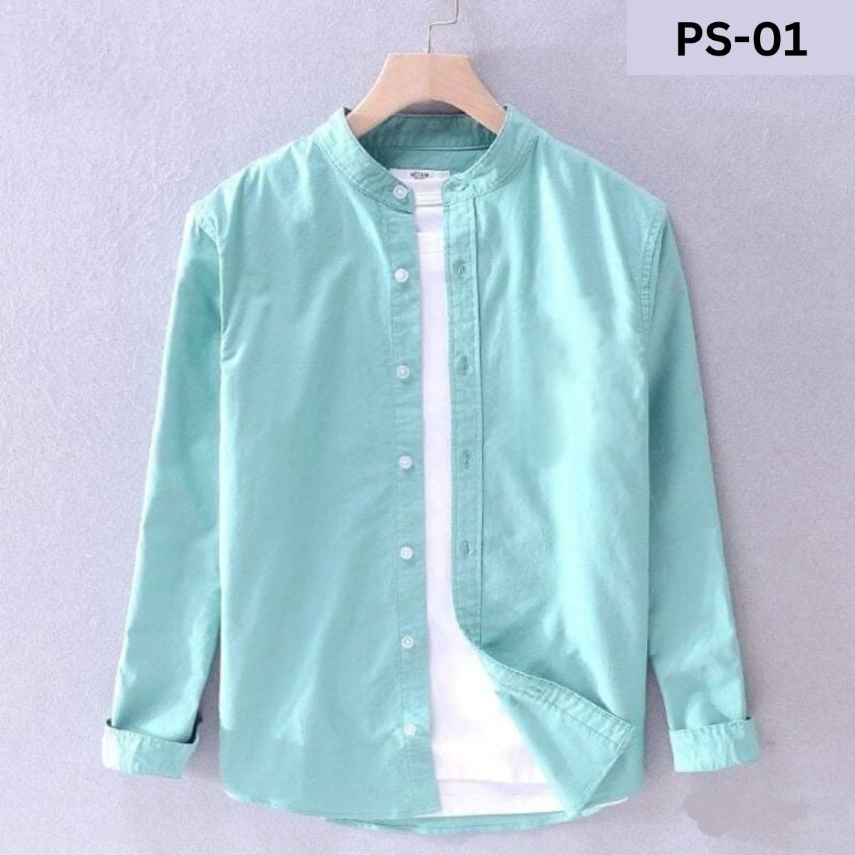 Winter Comfortable Ban Collar White Casual Shirt for men. 