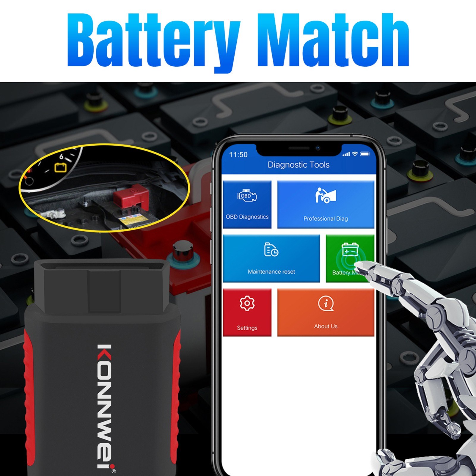 KONNWEI K DIAG OBDⅡ Scanner BT Full System ABS SRS Diagnostic Tool with Reset Retrieval for ECM BCM SRS TCM BMS SAS A/C System. 