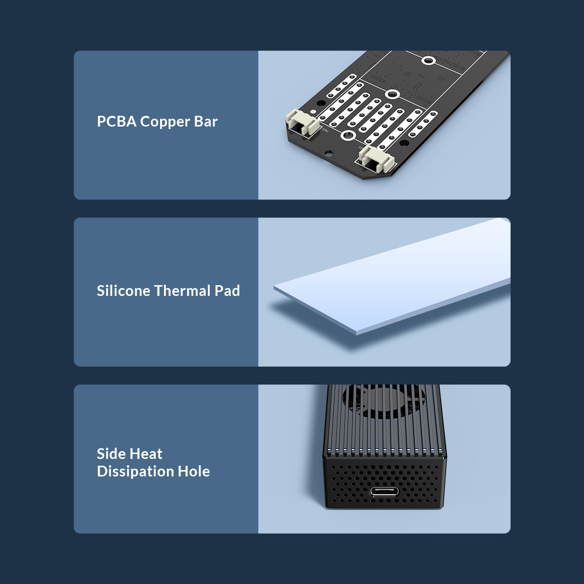 ORICO LSDT 20Gbps M.2 NVME SSD Case with Built-in Cooling Fan Type-C M2 NVME SSD Enclosure For M.2 NVME 2230 2242 2260 2280 SSD. 