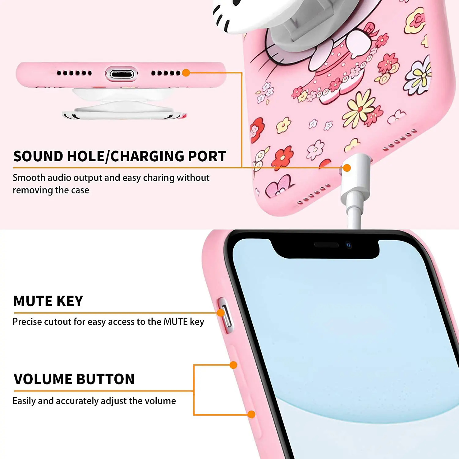 【Pioneer Gong】Hello Kitty For Samsung Galaxy A10s A20s A30 A50 A70 A12 A11 A71 A51 A52 A22 A02s A32 A72 A13 A53 A03s A14 Case With Holder Rope. 