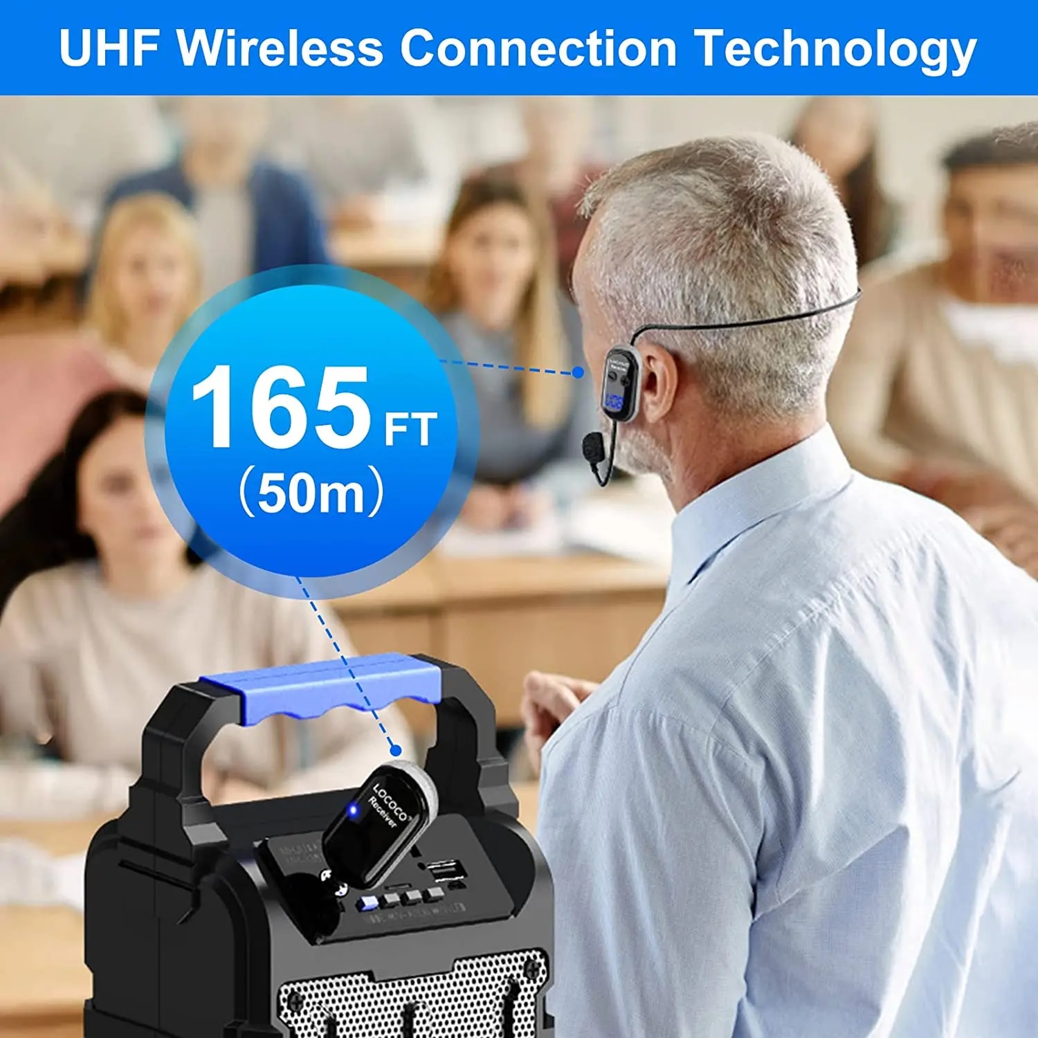 XIAOKOA LOCOCO Wireless Microphone UHF Wireless Mic System with LED Digital Display165 ft Range Microphone for Voice Amplifier. 